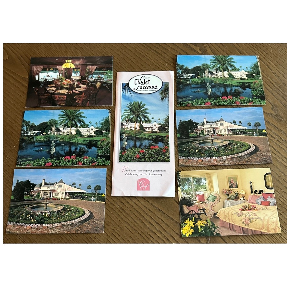 Vintage Chalet Suzanne Lake Wales Florida Postcard & Brochure Lot Ephemera
